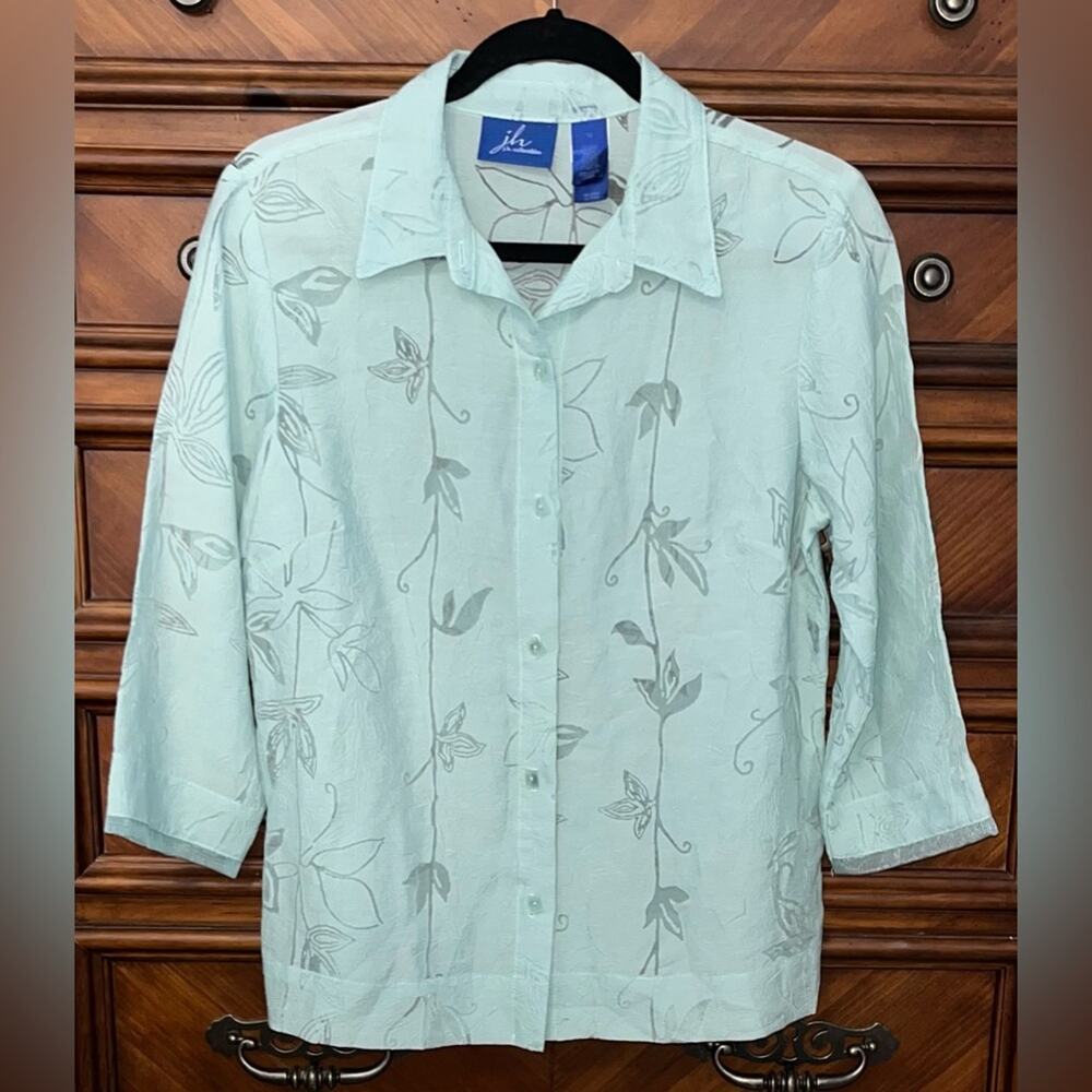 JH Collectables Semi-Sheer BurnOut Button Down Shirt 20” P2P